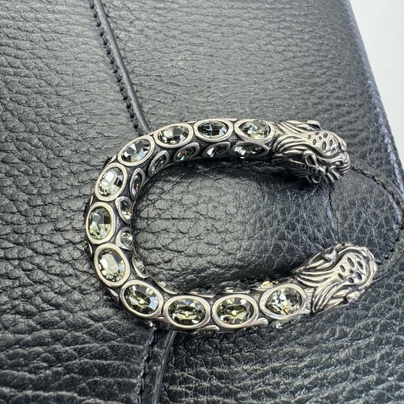 Gucci Black Pebbled Leather Dionysus Mini Wallet On Chain Bag - Picture 10 of 16